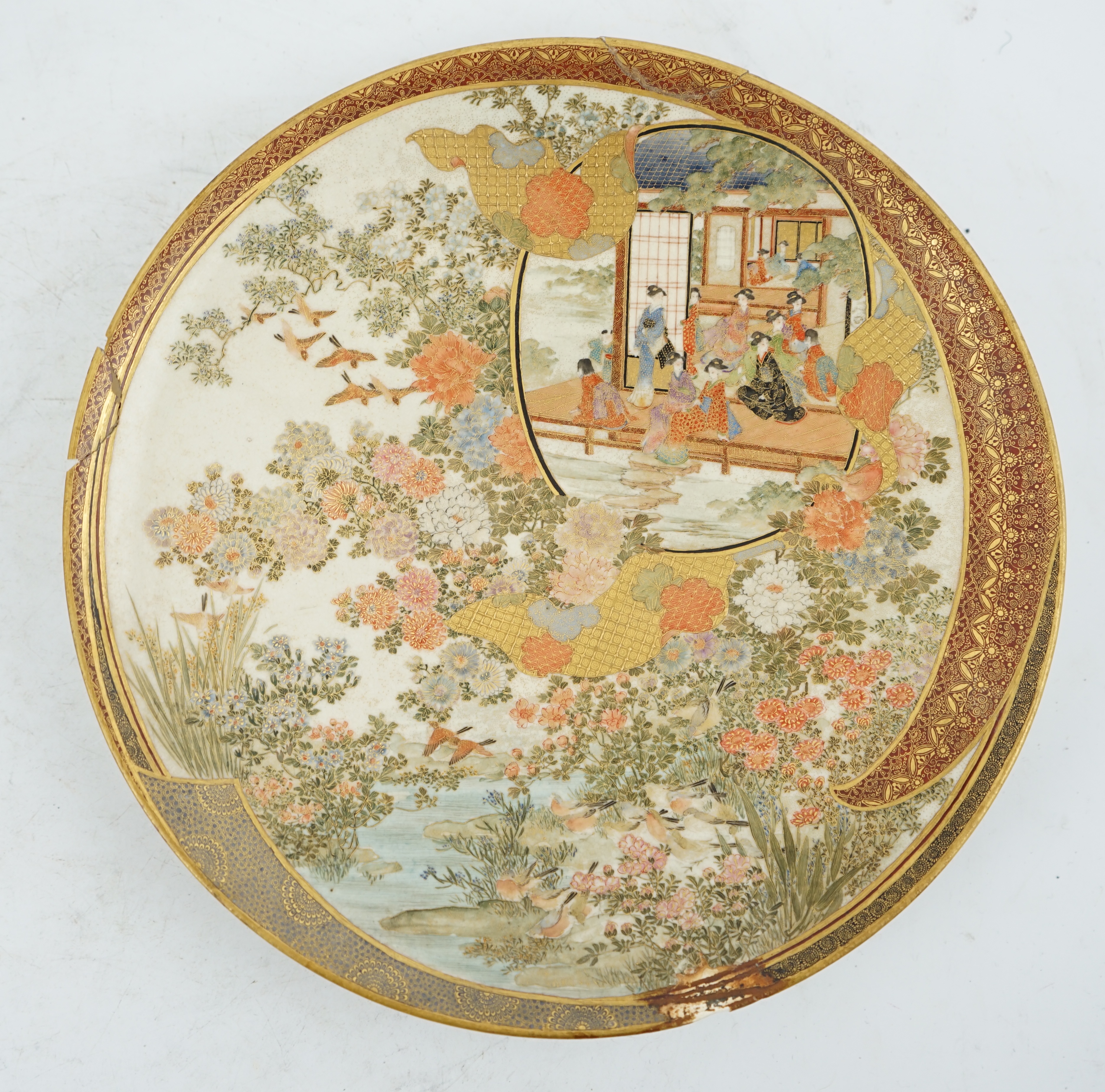 A Japanese Satsuma circular dish, Meiji period